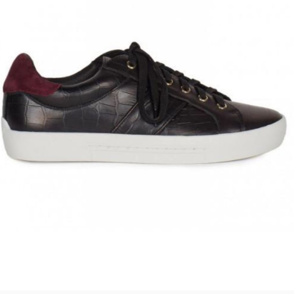 Joie embossed black leather sneakers